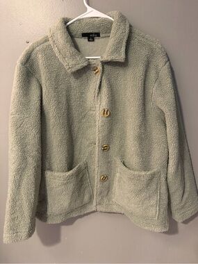 Erika Sage Green Sherpa Button Jacket